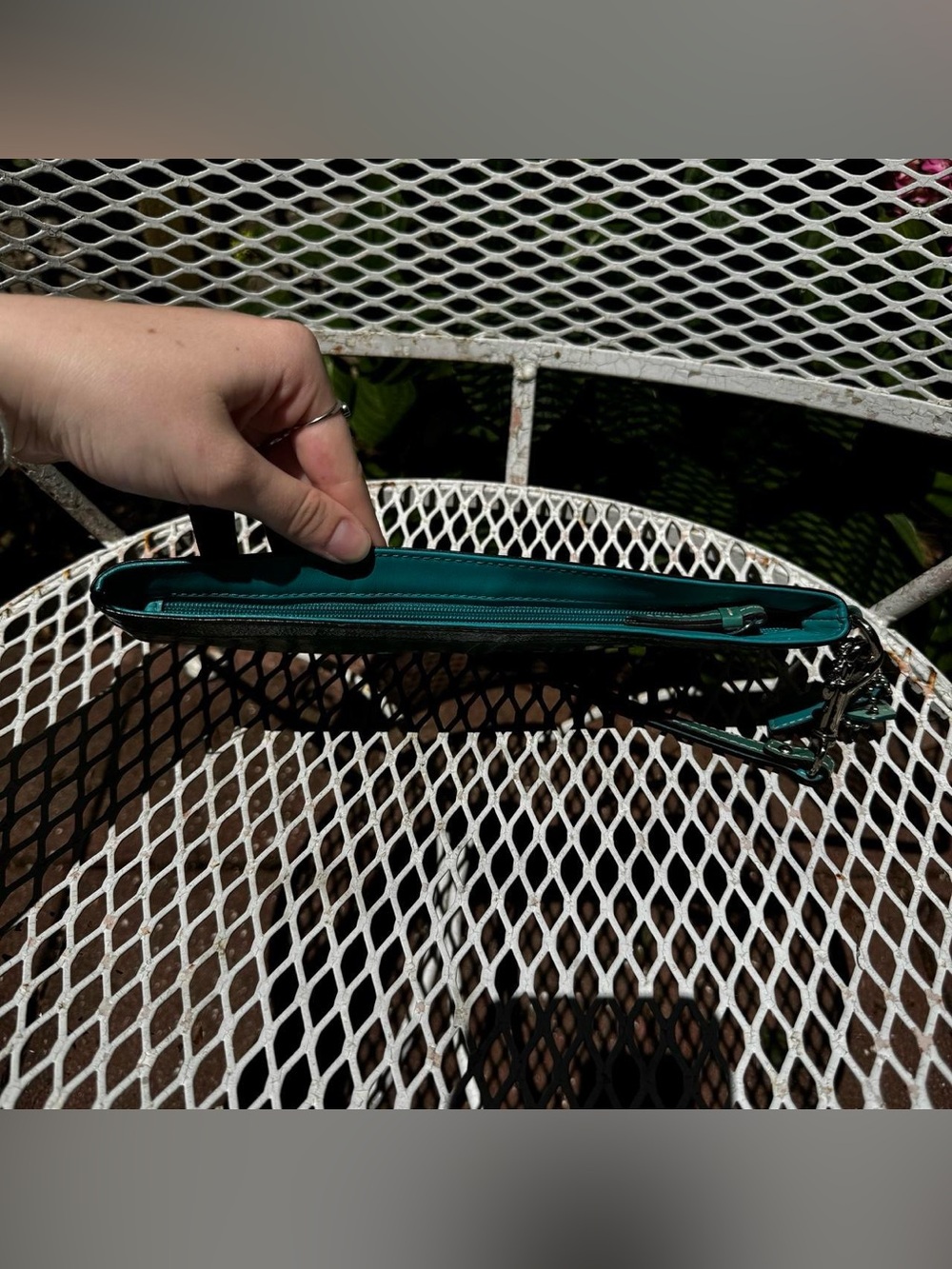 Large Green Coach Patent Leather Wristlet - Picture 6 of 7